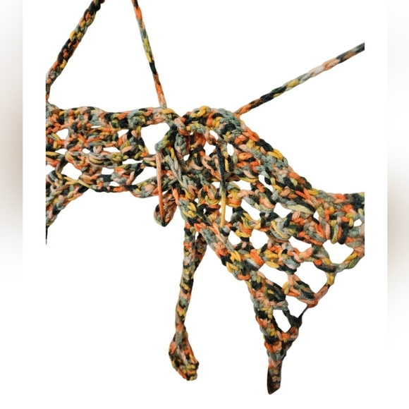 Hand Crafted Hexagon Silhouette Crochet Top Cotton & Acrylic Boho Multicolored - Picture 10 of 17